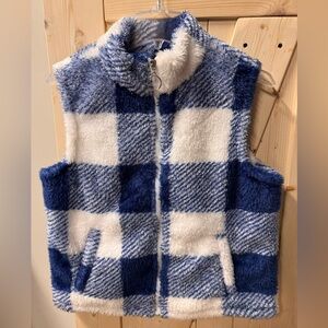 SHEIN Blue and White Checkered fleece Vest